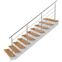 Balustrada schodowa ze stali nierdzewnej z wypełnieniem poziomym rurek fi 12mm x 4