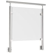 Balustrada szklana na słupkach fi 42,4 z poręczą - polerowana montaż boczny