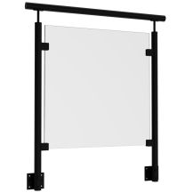 Balustrada szklana na słupkach fi 42,4 z poręczą - montaż boczny czarny RAL 9005