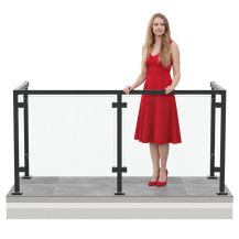 Balustrada szklana na BALKON U 100cm x 200cm x 100cm CZARNA szkło bezbarwne