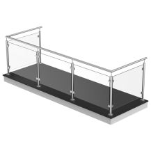 Balustrada szklana 3m x 1m na słupkach fi 42,4 z poręczą - szlifowana