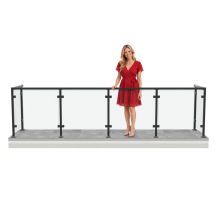 Balustrada szklana na BALKON U 100cm x 400cm x 100cm CZARNA szkło bezbarwne