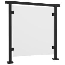 Balustrada szklana na słupkach 40x40 z mocowaniem poręczy - czarny RAL 9005
