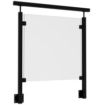 Balustrada szklana na słupkach 40x40 z poręczą - montaż boczny czarny RAL 9005