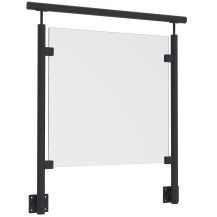 Balustrada szklana na słupkach fi 42,4 z poręczą - montaż boczny antracyt RAL 7016