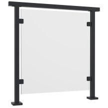 Balustrada szklana na słupkach 40x40 z mocowaniem poręczy - antracyt RAL 7016