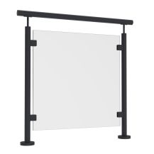 Balustrada szklana na słupkach fi 42,4 z poręczą - antracyt RAL 7016