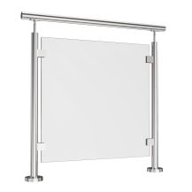 Balustrada szklana na słupkach fi 42,4 z poręczą - polerowana