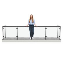 Balustrada szklana na BALKON U 100cm x 450cm x 100cm CZARNA szkło bezbarwne