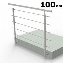 Stainless steel system balustrade with horizontal infill on 5 grommets mounted to the side