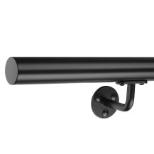 Poręcz schodowa ścienna ze stali nierdzewnej w stylu LOFT - z zaślepką płaską - mocowana na 3 otworach czarny RAL 9005