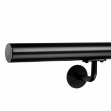 Wall handrail with flat cap black RAL 9005