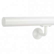 Round wall handrail fi 42,4 with flat cap white RAL 9016
