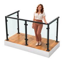 Balustrada szklana na BALKON CZARNA szkło bezbarwne BARIERKA balkonowa