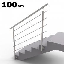 Balustrada systemowa ze stali nierdzewnej  na schody z wypełnieniem w poziomie na 5 przelotkach montowana do boku