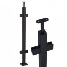 Balustrade post 40x40 for glass with handrail - RAL 9005 BLACK STRUCTURE