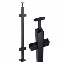 Balustrade post 40x40 for glass with handrail - RAL 9005 BLACK LOW MAT