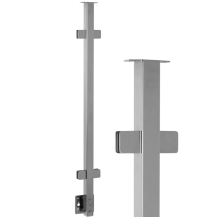 Słupek balustrady szklanej - montaż boczny - 40x40 z poręczą dla szkła polerowany