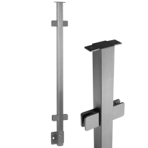 Słupek balustrady szklanej - montaż boczny - 40x40 z poręczą dla szkła szlifowany