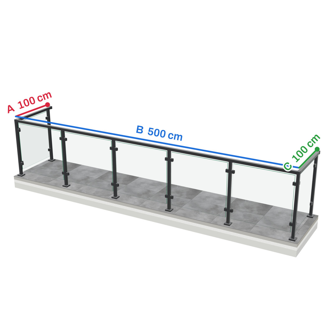 Wymiary balustrady szklanej z poręczą