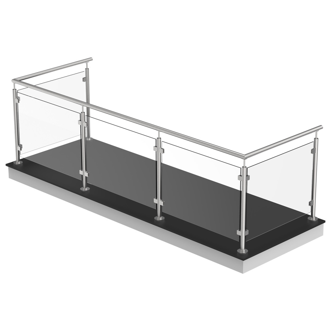 balustrada szklana 3m x 1m na słupkach fi 42,4 z poręczą - szlif balustrada szklana 3m x 1m na słupkach fi 42,4 z poręczą - szlif