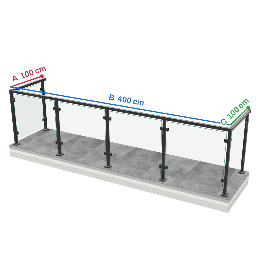 Wymiary balustrady szklanej z poręczą