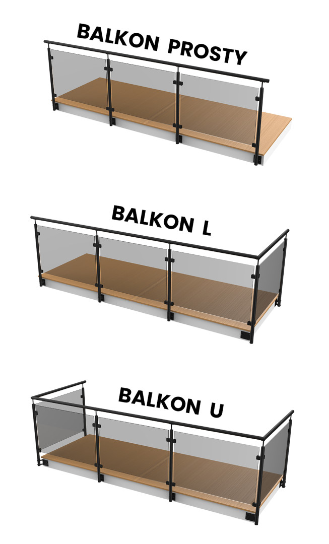 Kształty balkonów - montaż boczny