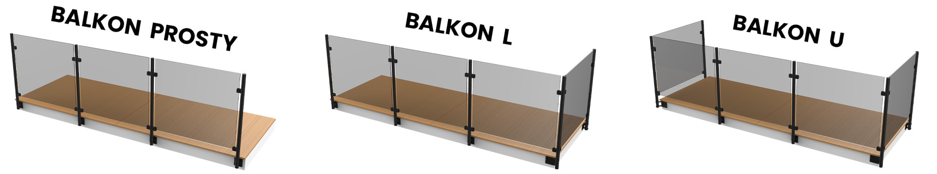 Kształty balkonów - system Samotnik - montaż boczny