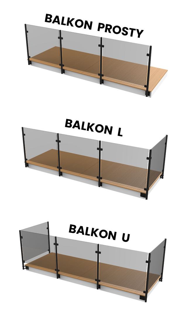 Kształty balkonów - system Samotnik - montaż boczny