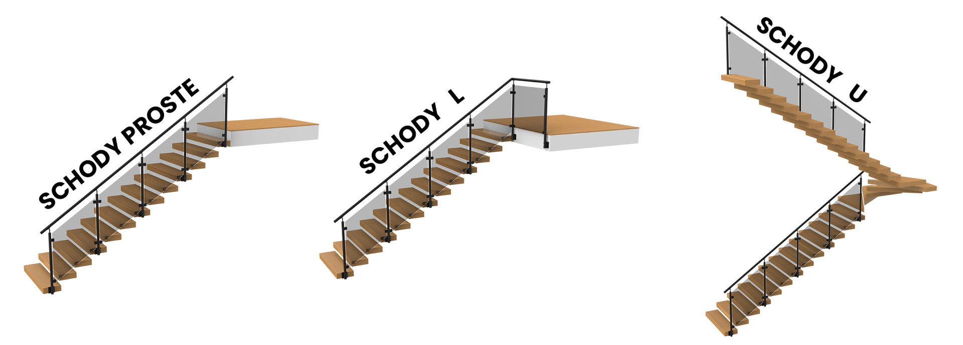 Kształty schodów - montaż boczny