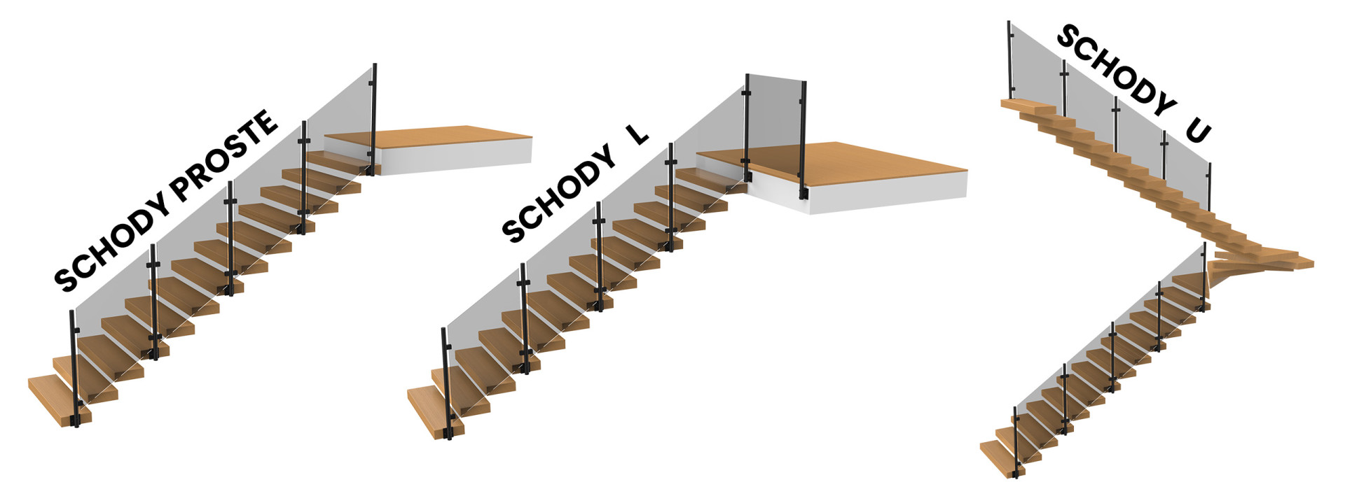 Kształty schodów - system Samotnik - montaż boczny