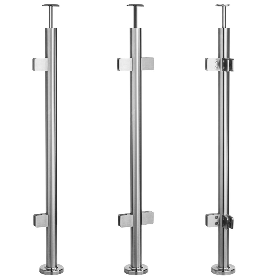 słupki balustrady szklanej fi 42,4 z poręczą szlifowane