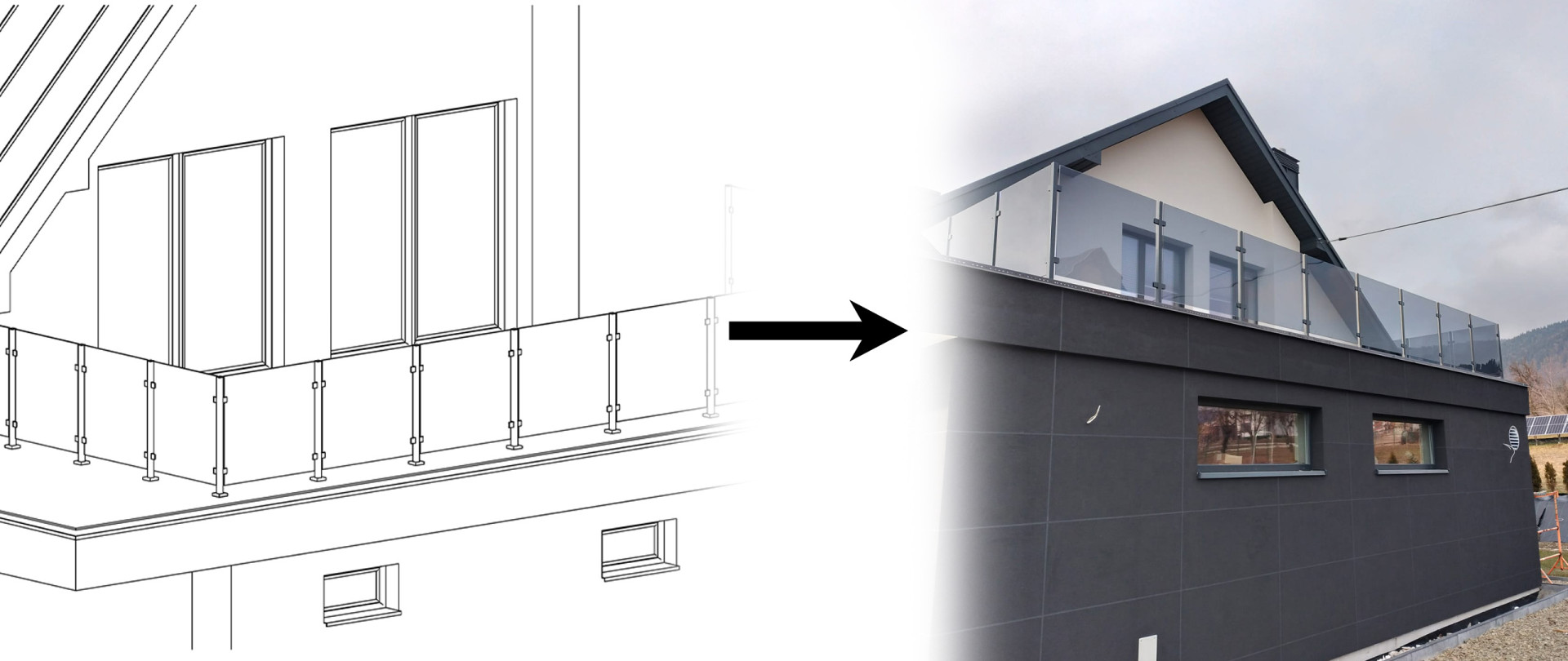 indywidualny projekt balustrady szklanej